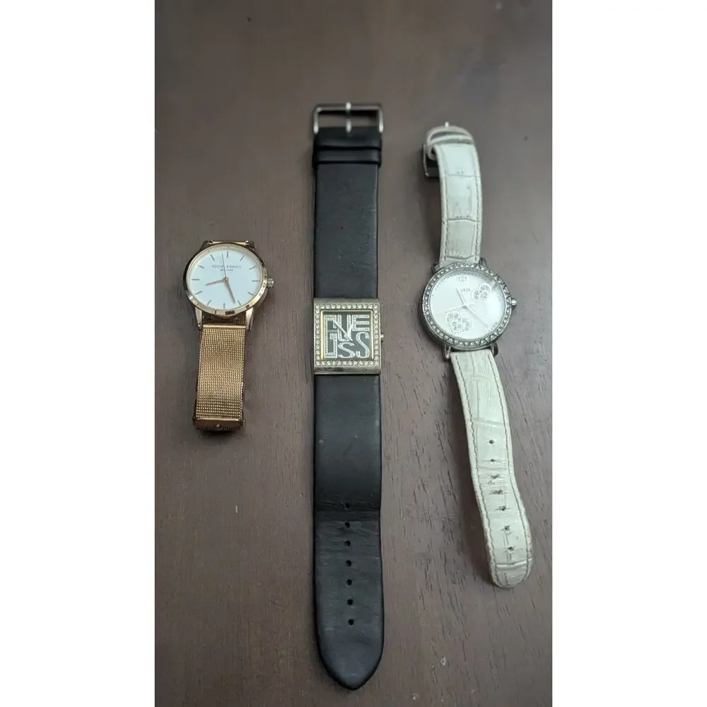 Lot 3 Women's Watches Eddie Borgo Guess Crystal Rhinestone Parts Untested
